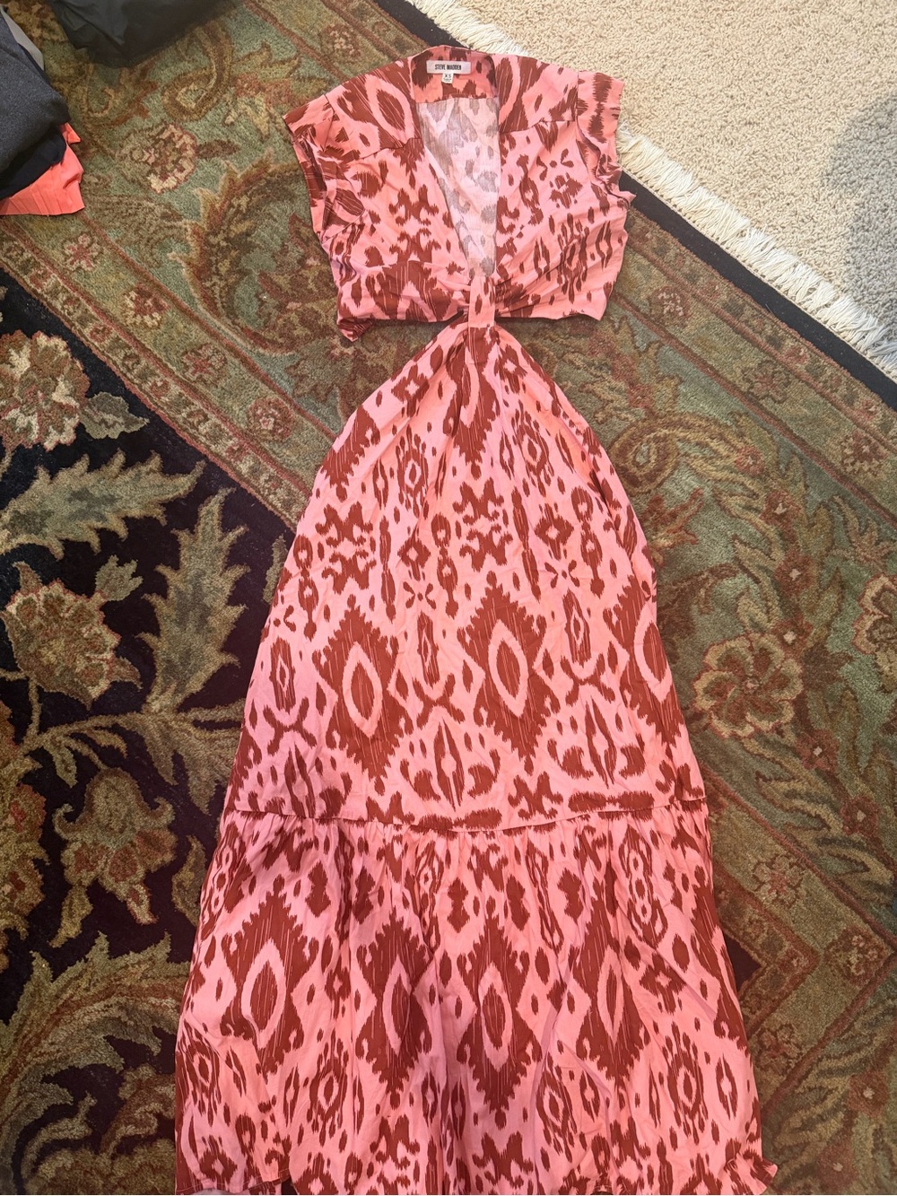 Steve Madden Cut Out Patterned Maxi Dress